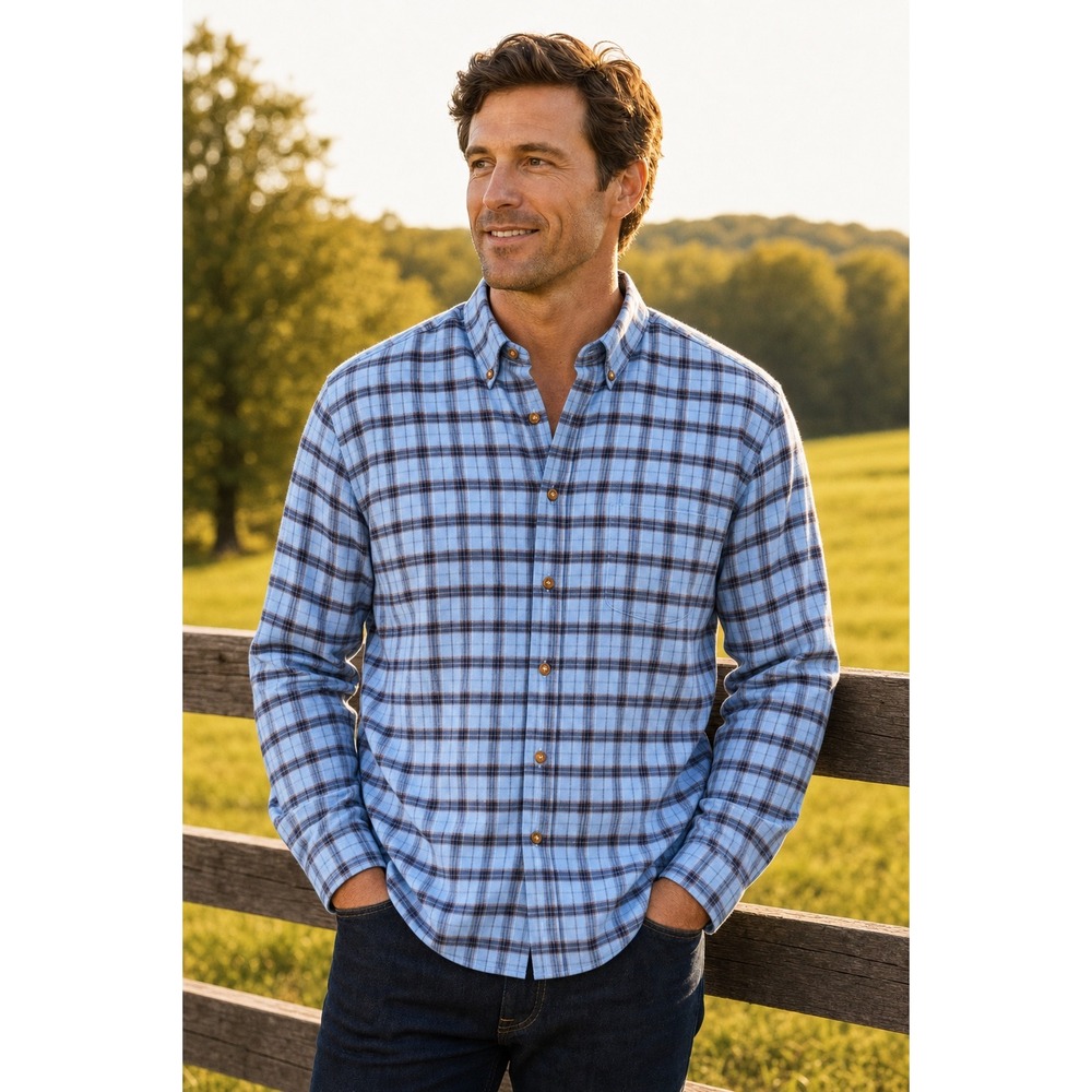 Vintage Alexander Julian Colours Mens XL Blue Plaid Cotton Button Down Shirt